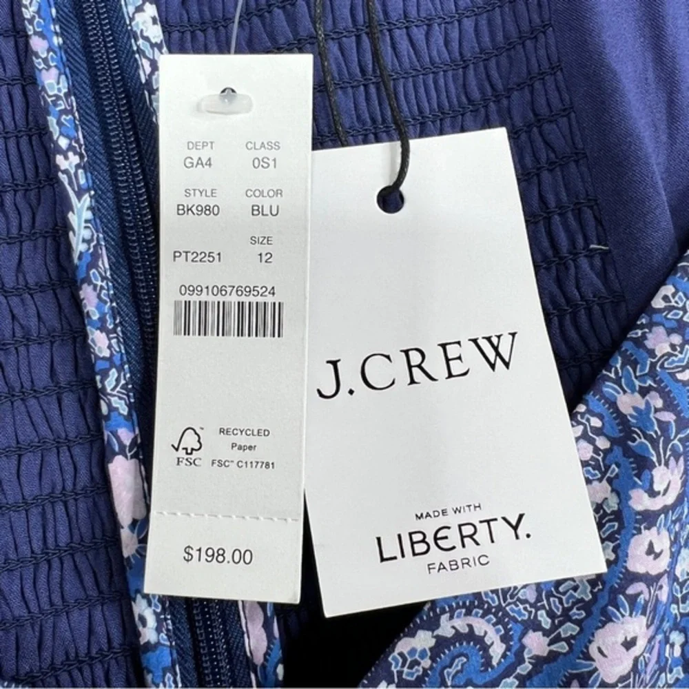 NEW! J. Crew x Liberty Floral Dress Womens Sz 12 Sweatheart Spring Bourton Bloom